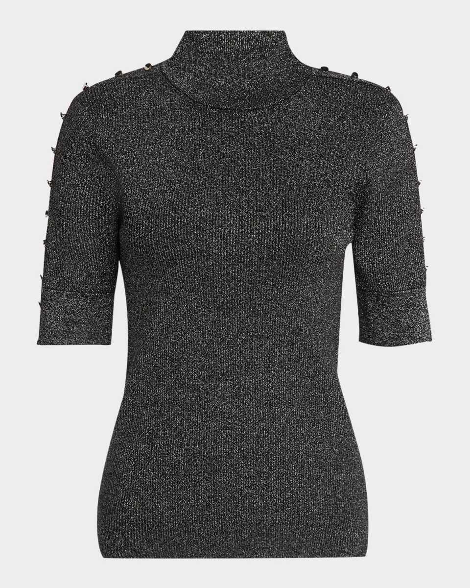 The Samantha Metallic Mock-Neck Sweat